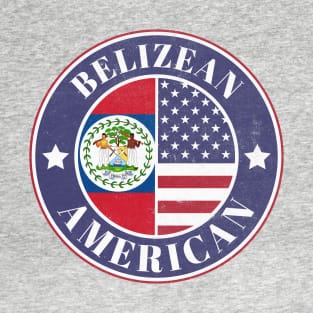 Proud Belizean-American Badge - Belize Flag T-Shirt